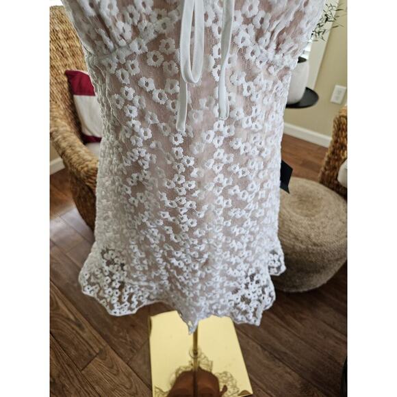 Lulus Women's Charmaine Embroidered Sheer Mesh Mini Dress White Size L NWT - Picture 4 of 11